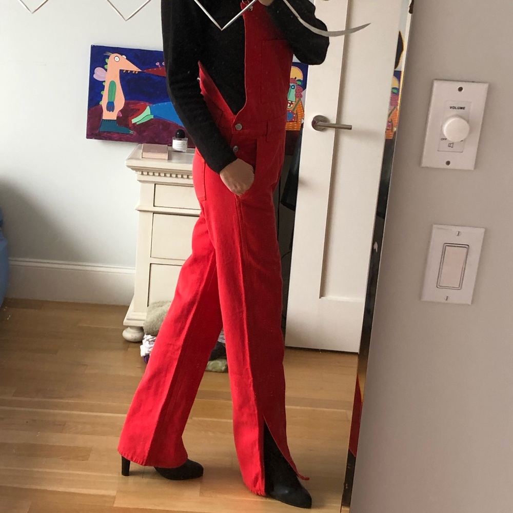 Red denim overalls - Picture 3 of 6
